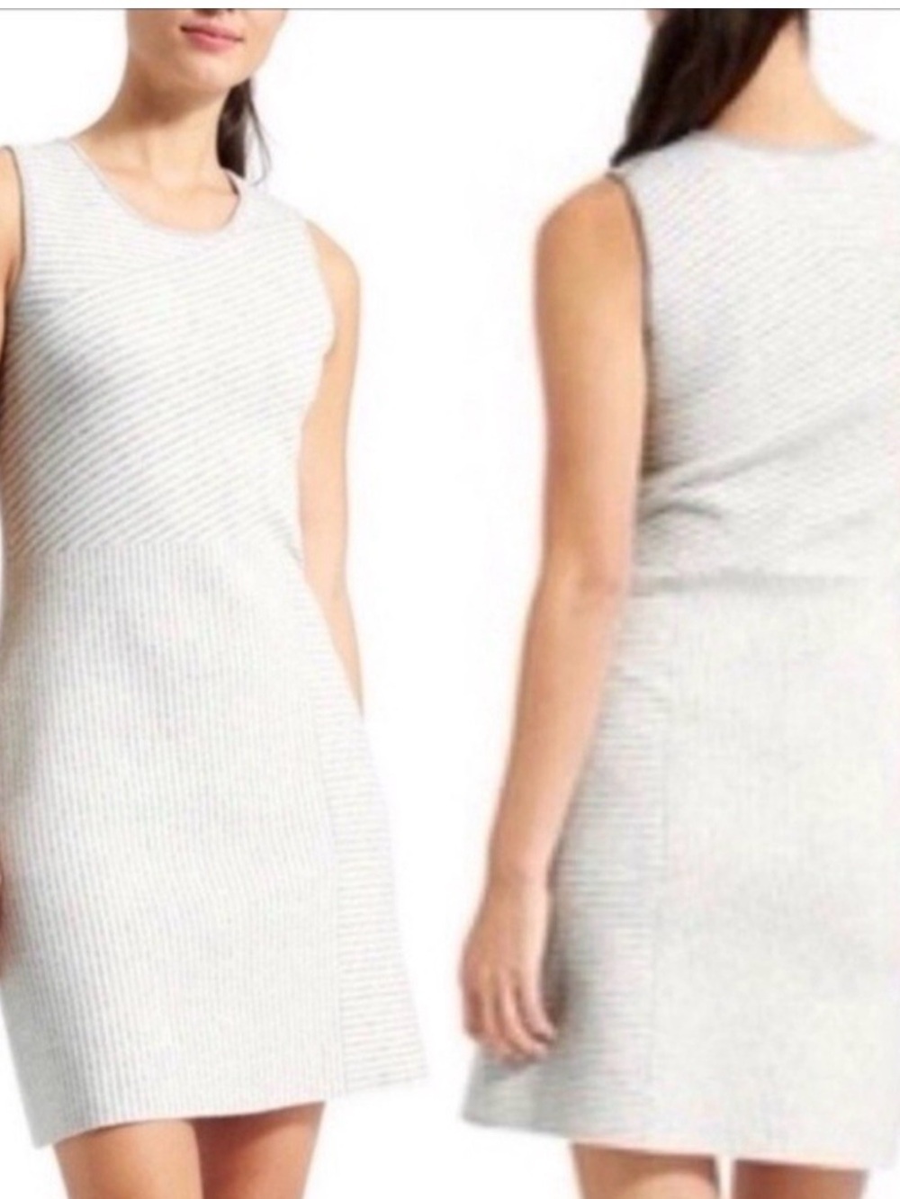 Athleta Cream Sleeveless Textured Shift Dress